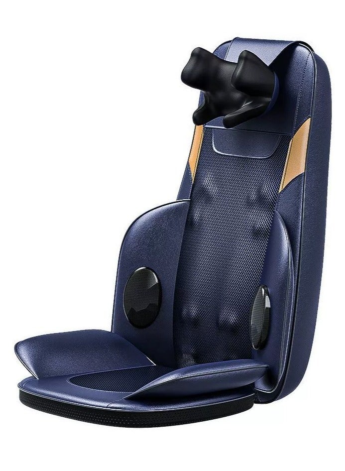 WALALLA Full Back Massager with Heat Shiatsu Massage Chair Pad Shiatsu Back Massager with Height Adjustable Neck Massaging Home Office Travel Kneading Massage Pads for Chairs, Blue - Image 2
