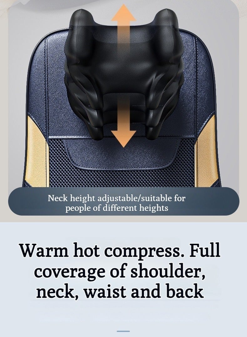 WALALLA Full Back Massager with Heat Shiatsu Massage Chair Pad Shiatsu Back Massager with Height Adjustable Neck Massaging Home Office Travel Kneading Massage Pads for Chairs, Blue - Image 4
