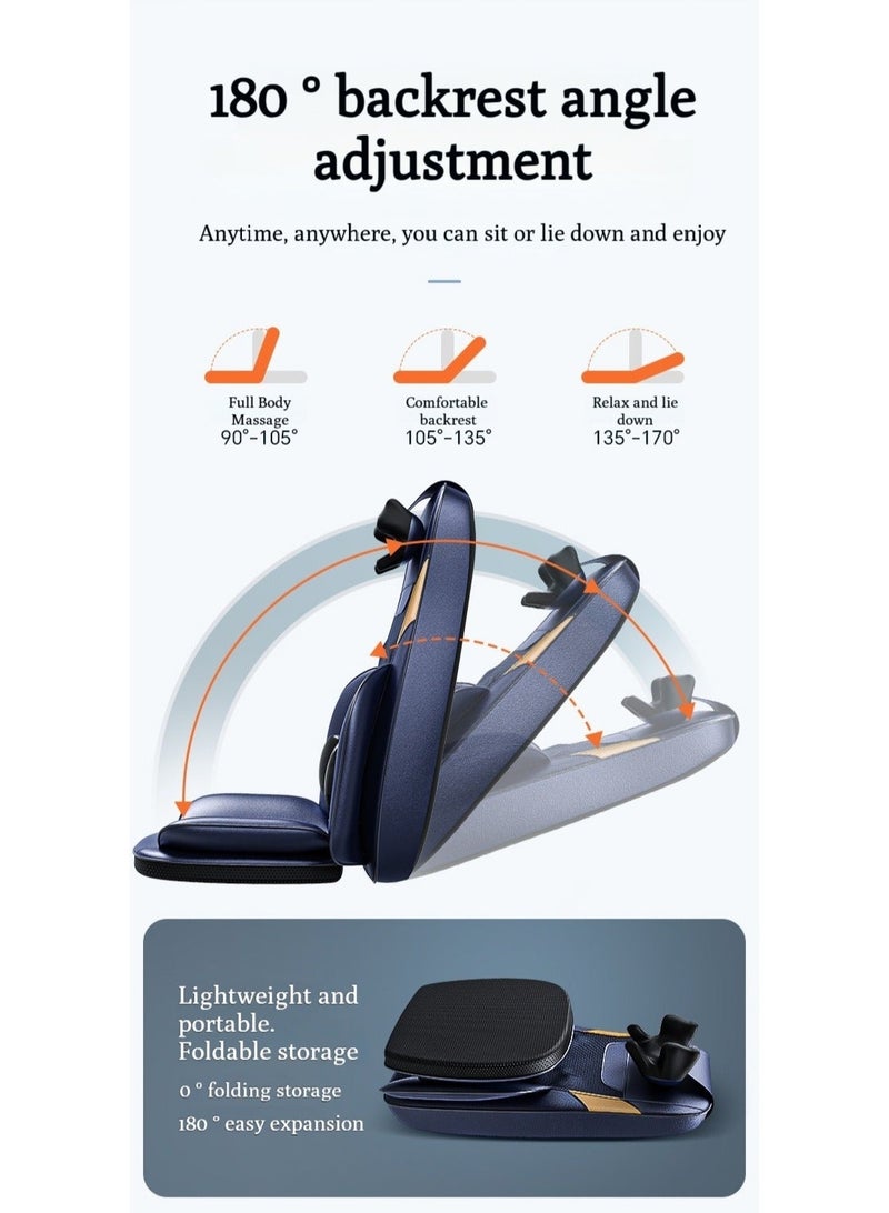 WALALLA Full Back Massager with Heat Shiatsu Massage Chair Pad Shiatsu Back Massager with Height Adjustable Neck Massaging Home Office Travel Kneading Massage Pads for Chairs, Blue - Image 5