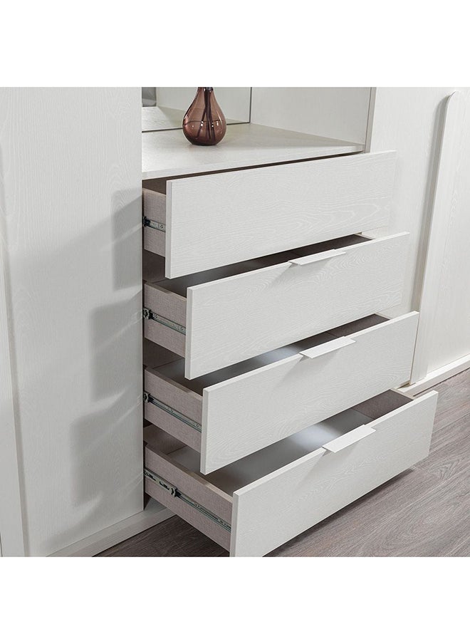 DANUBE HOME Erza 4 Door Wardrobe Extra Sturdy Closet Clothes Storage Cupboard Modern Design Space Saving Swing Door Cabinet For Bedroom L 260x58.5x220 Cm White  - Image 3