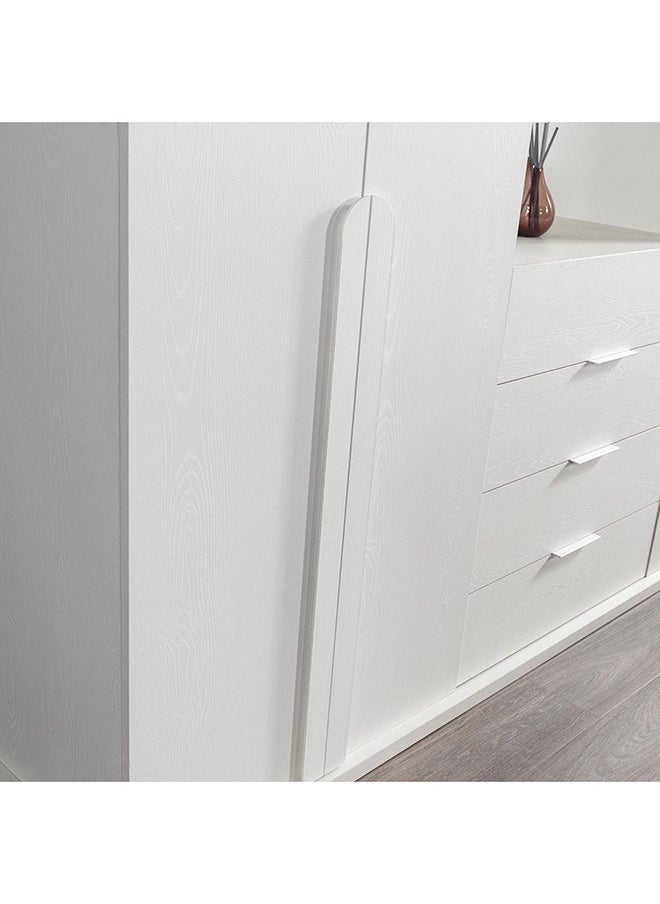 DANUBE HOME Erza 4 Door Wardrobe Extra Sturdy Closet Clothes Storage Cupboard Modern Design Space Saving Swing Door Cabinet For Bedroom L 260x58.5x220 Cm White  - Image 4