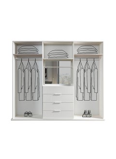 DANUBE HOME Erza 4 Door Wardrobe Extra Sturdy Closet Clothes Storage Cupboard Modern Design Space Saving Swing Door Cabinet For Bedroom L 260x58.5x220 Cm White  - Image 2
