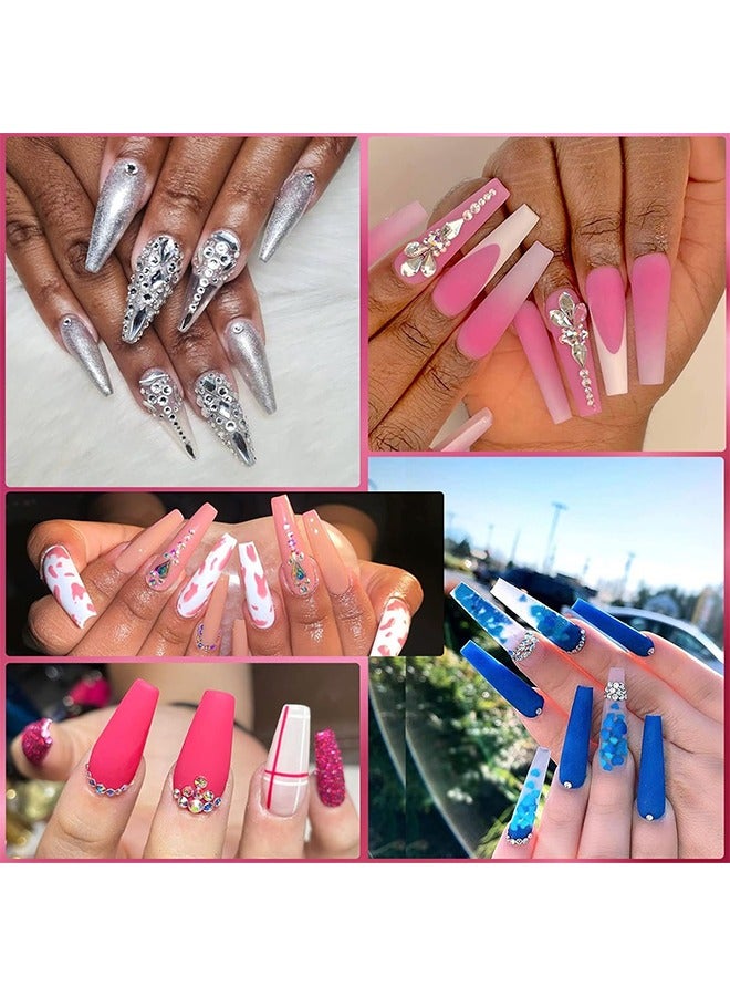 اتش واي مسمار الفن أحجار الراين 2400pcs مسمار الأحجار الكريمة كريستال واضح مسطح الظهر أحجار الراين الأحجار الكريمة ، مع صندوق منظم التخزين / قلم رصاص الشمع / ملاقط 6 أحجام (1.9-4.5 مم) لحرفة فن الأظافر - Image 5