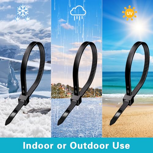 Bonison Zip Ties 8 inch Heavy Duty Zip Ties with 120 Pounds Tensile Strength, Black Cable Ties for Multi-Purpose Use, Self-Locking UV Resistant Nylon, 100 Pcs - Image 5