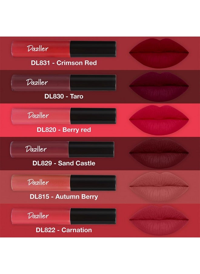 DAZLLER باقة أحمر شفاه دازلر مكونة من 6|أحمر شفاه سائل غير لامع نابض بالحياة للنساء|يدوم طويلاً|مقاوم للتلطخ|غير قابل للنقل|ماسالا حمراء|21.6 جرام - Image 2