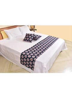 Tolexo Tolexo Branded Cotton Twill Mill Dyed Bed Runner with 2 Cushion Covers Navy Blue 90 x 18 inchs Multi Purpose Runner  - Image 2