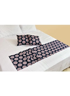 Tolexo Tolexo Branded Cotton Twill Mill Dyed Bed Runner with 2 Cushion Covers Navy Blue 90 x 18 inchs Multi Purpose Runner  - Image 3
