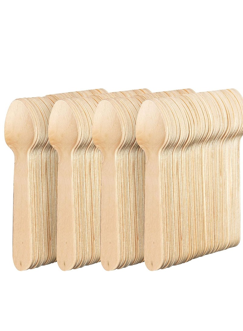 Wooden Disposable Spoons Mini Kitchen Ice Cream Dessert Biodegradable Flatware Cutlery 500 Pc Large - Image 2
