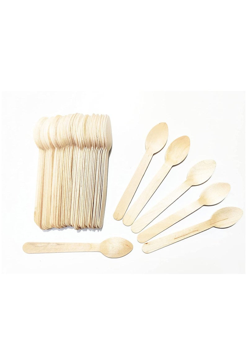 Wooden Disposable Spoons Mini Kitchen Ice Cream Dessert Biodegradable Flatware Cutlery 500 Pc Large - Image 1
