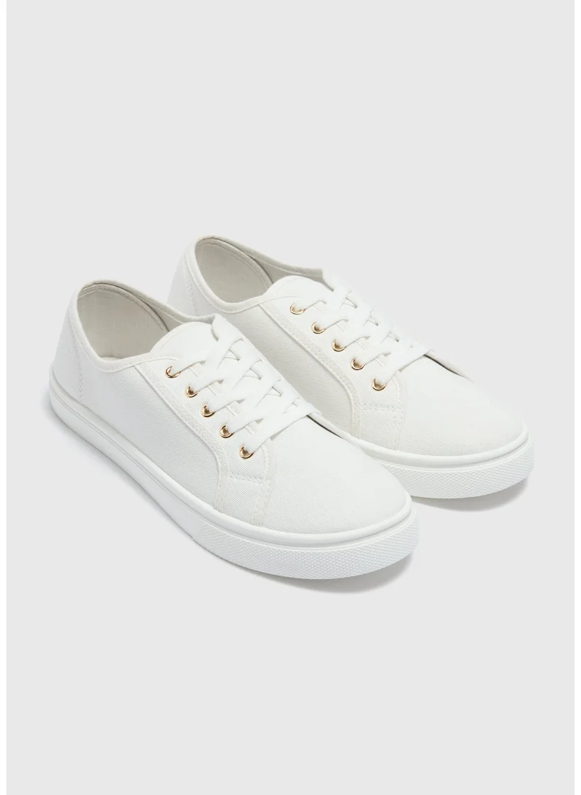 Matalan White Injected Lace Trainers