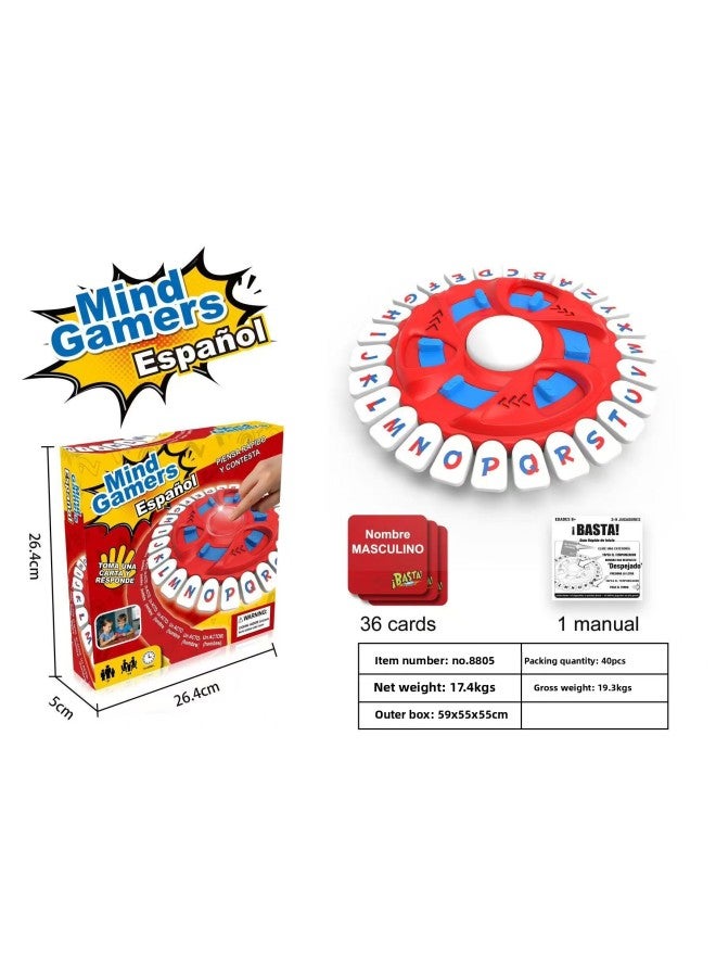 Upgrade 26-key Crazy Alphabet Board Game Family Desktop Educational Turntable Children's Toys-Color:Revised/8805: Upgraded Version Of Crazy Letters [26 Keys] Spanish - Image 1