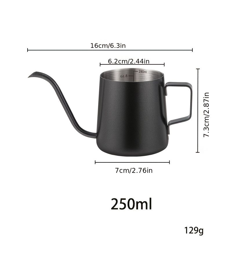 304 Stainless Steel Gooseneck Coffee Kettle 9842.52 Inch Black Capacity Pour Over Long Mouth Thin Mouth Pot For Home Kitchen Office Hotel Use - Image 3