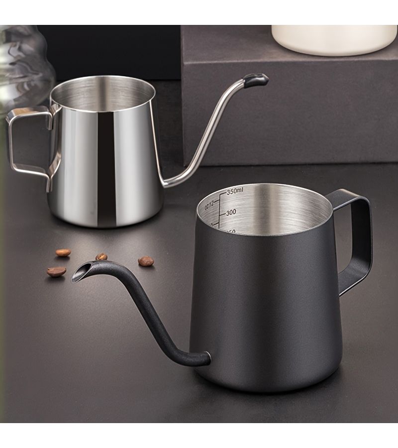 304 Stainless Steel Gooseneck Coffee Kettle 9842.52 Inch Black Capacity Pour Over Long Mouth Thin Mouth Pot For Home Kitchen Office Hotel Use - Image 1
