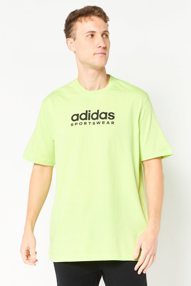 Adidas Men Sportswear Fit Short Sleeve Outdoor T-Shirt, Lime Green - Image 1