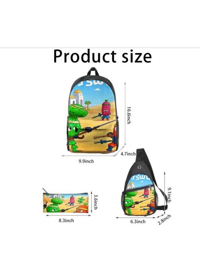 حقيبة مدرسية جديدة من ثلاث قطع كرتونية عالمية - 985 - Image 3