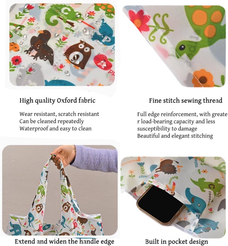 KOOPAO Reusable Grocery Shopping Bags, Foldable and Ripstop Shopping Bags, X-Large Groceries Bags Machine Washable Tote Bag - Image 5