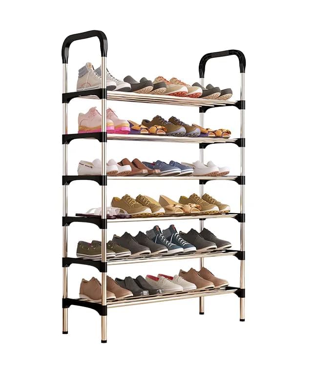IMUU 7 Layer Shoe Rack Footwear Holder Shoe Storage Organizer Cabinet MultiLayer Adjustable Shoe Rack Stand Easy To Assembly Stackable Sturdy Shoe Tower For Entryway Bedroom Black - Image 1