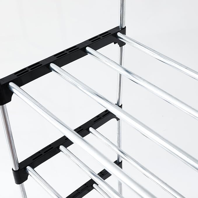 IMUU 7 Layer Shoe Rack Footwear Holder Shoe Storage Organizer Cabinet MultiLayer Adjustable Shoe Rack Stand Easy To Assembly Stackable Sturdy Shoe Tower For Entryway Bedroom Black - Image 3