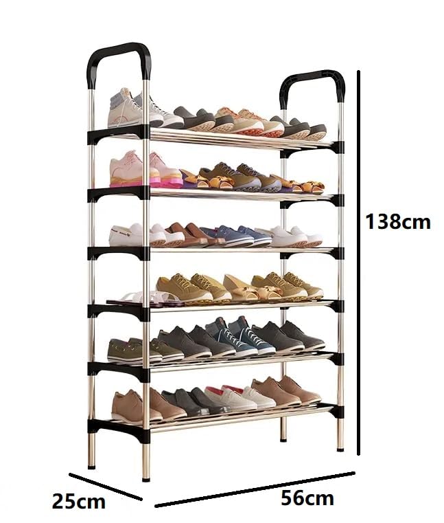 IMUU 7 Layer Shoe Rack Footwear Holder Shoe Storage Organizer Cabinet MultiLayer Adjustable Shoe Rack Stand Easy To Assembly Stackable Sturdy Shoe Tower For Entryway Bedroom Black - Image 2