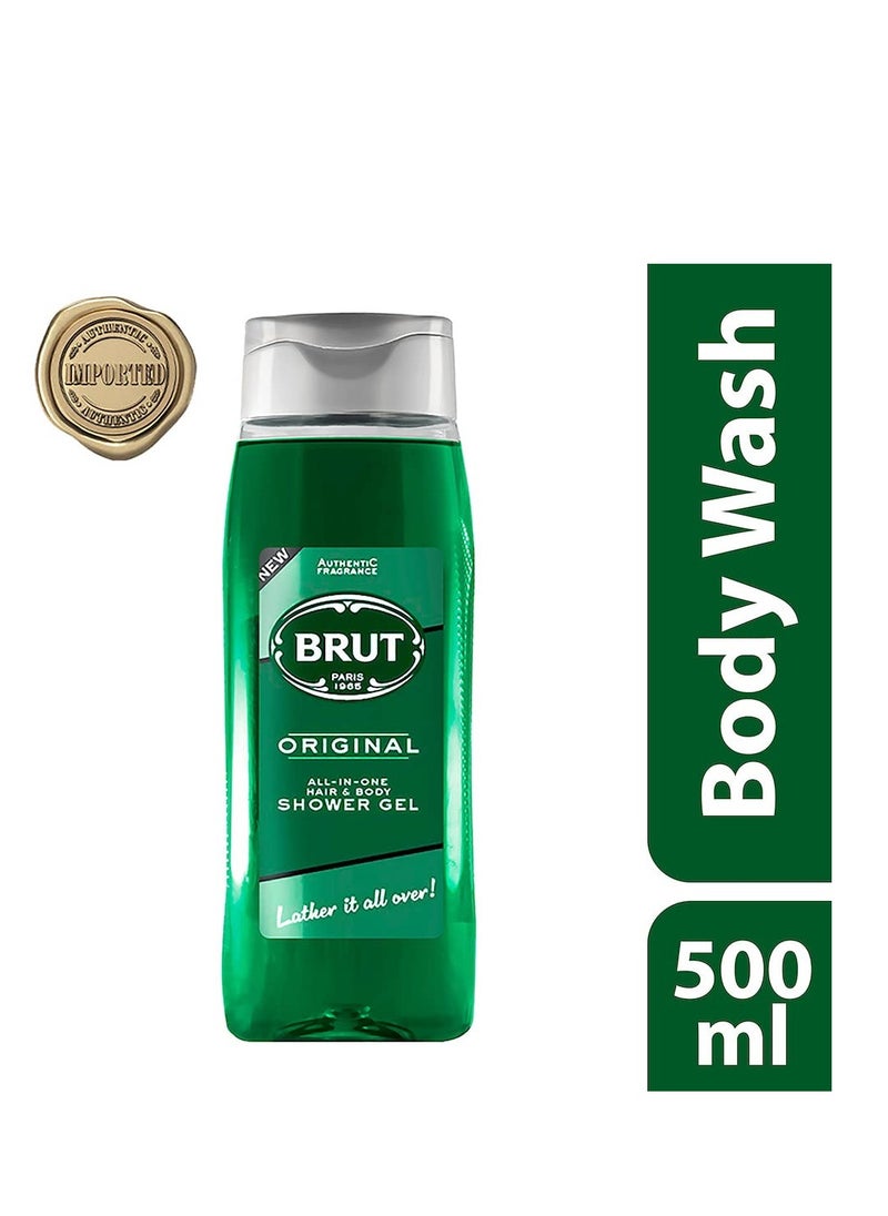 BRUT Brut Paris Original All-in-One Shower Gel (500 mL) | Perfect Hair & Body Luxury Shower Gel | Modern and Masculine Aroma with Refreshing Scent  - Image 2