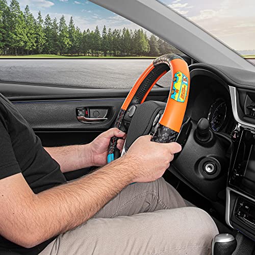 Carbella Warner Bros Scooby Doo Mystery Machine Van SUV Car Steering Wheel Cover Standard Size 15 Fun Cute Interior Car Accessories Gift Ideas Cushioned Soft Comfortable Automotive Steering Wheel Cover - Image 5