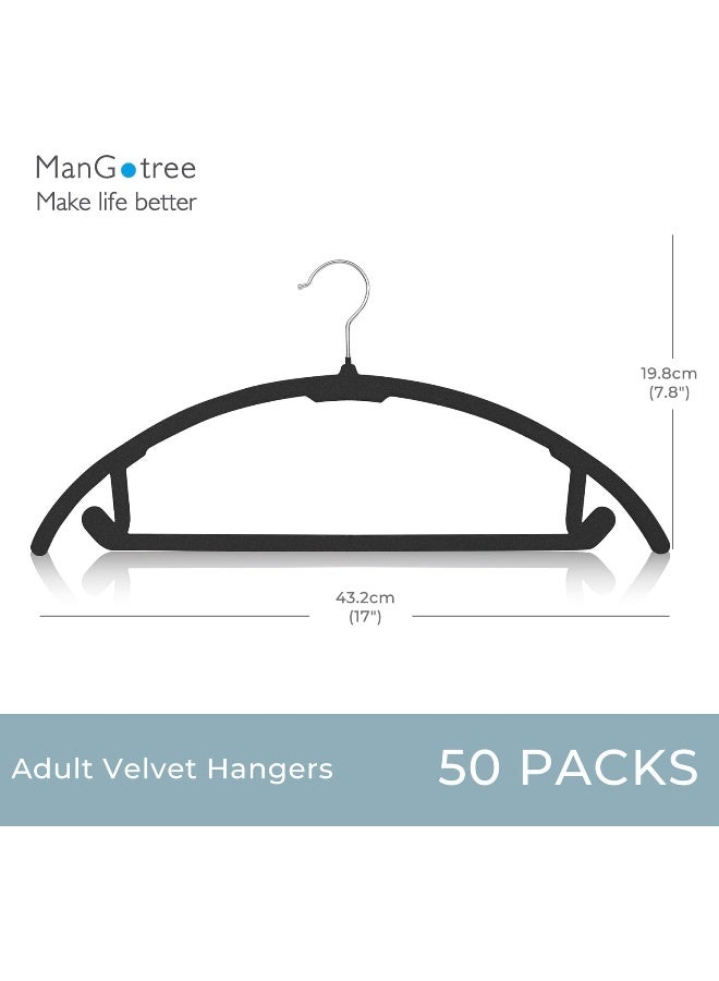 ManGotree 17.6'' Velvet Clothes Hangers, Non-Slip Rounded Felt Hangers, Sturdy & Space-Saving Suit Hangers For Sweaters, Pants, Dresses, Skirts, Coats (Black, 10 Pack) - Image 2