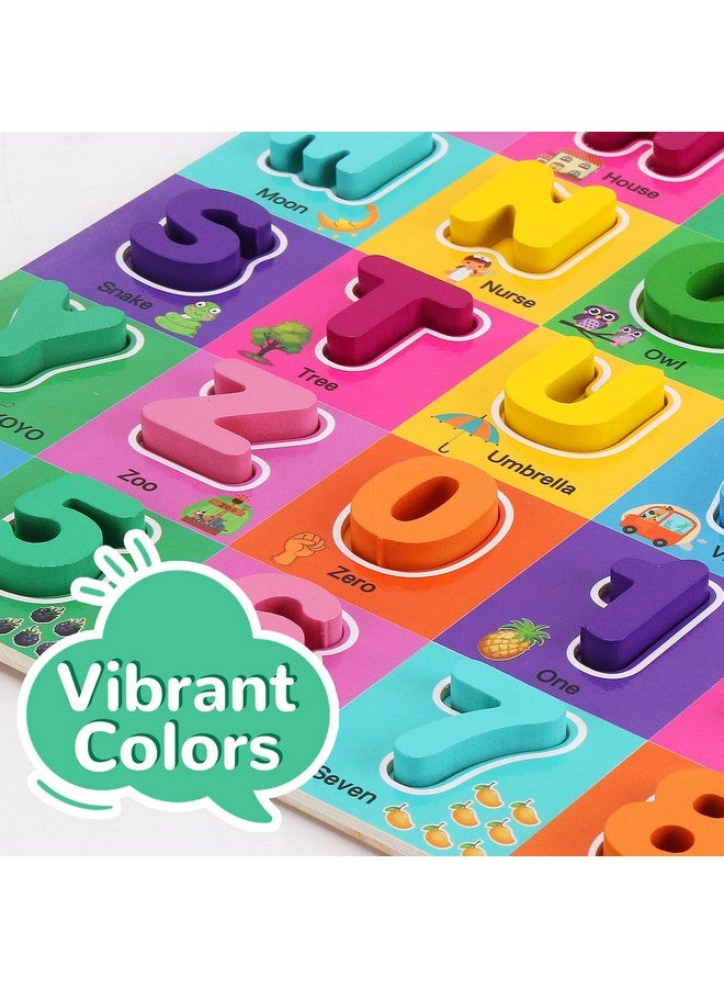 NASHRIO Wooden Alphabet Puzzles For Toddlers 2-4, Alphabet And Number Puzzle With Abc Learning For Toddlers 1-3, Preschool Learning Toys With Chunky Abc Puzzle Board For Girls Boys Kindergarten Ages 1 2 3 4 - Image 2