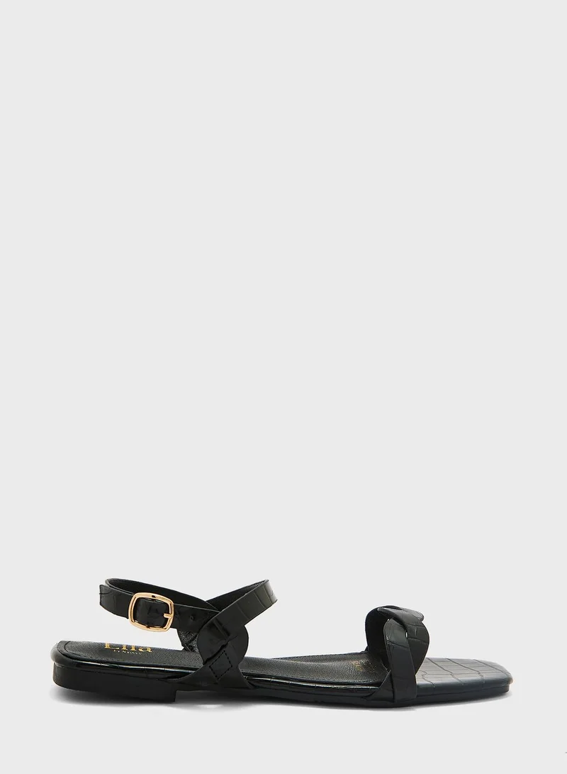 ELLA Braided Ankle Strap Flat Sandals