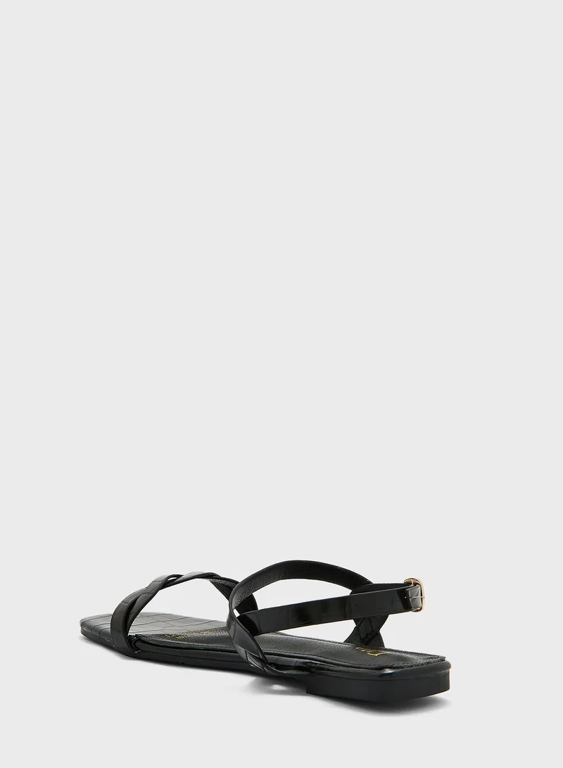 ELLA Braided Ankle Strap Flat Sandals