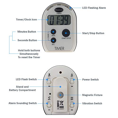 Brannan Visual Timer Multi Function with Vibrating Audible and Flashing Alarm - Seniors Countdown Timer Ideal for The Visually and Hearing Impaired - Image 2