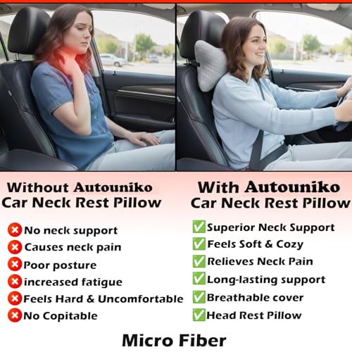 AUTOUNIKO Velvet Soft car Neck Pillow for Travel, Travel Micro Fiber Rest Pillow/Cushion Set of Pillows Compatible with All Cars - Pack of 2 Pieces (Grey) - Image 3