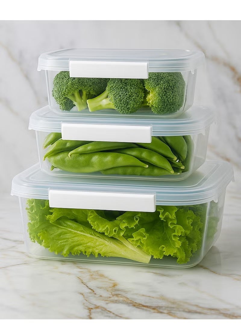 بلاستيكنا حافظة محكمة الإغلاق من البلاستيك(3قطع)، أمن لحفظ الأطعمة، (2+3+5)لتر - Image 1