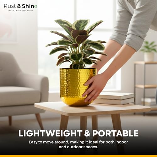 Rust & Shine Planters for Home Decor | Golden Finish Urban Lofts Planter | Aesthetic & Modern Style Flower Pots for Garden Balcony Living Room | Durable Planter for Home Office Balcony & Garden Decor - Image 2