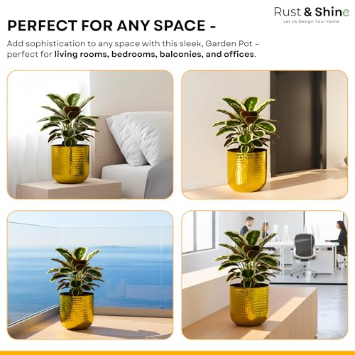 Rust & Shine Planters for Home Decor | Golden Finish Urban Lofts Planter | Aesthetic & Modern Style Flower Pots for Garden Balcony Living Room | Durable Planter for Home Office Balcony & Garden Decor - Image 5