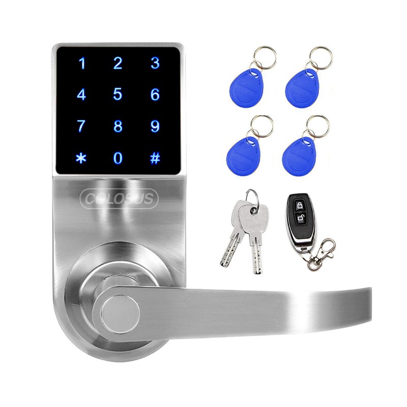 Electronic Keyless Door Lock Keyless Entry with Touchscreen Key Fobs Remote Control Keys for Home Office or Commercial Silver NDL319