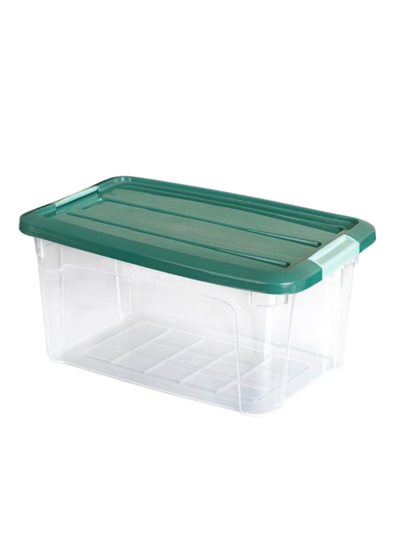FOLY LIFE Clear plastic royal storage box food container with airtight clip cover lid to keep food fresh deep freezer & dish washer machine usable dark green 5.7 liters  - Image 1