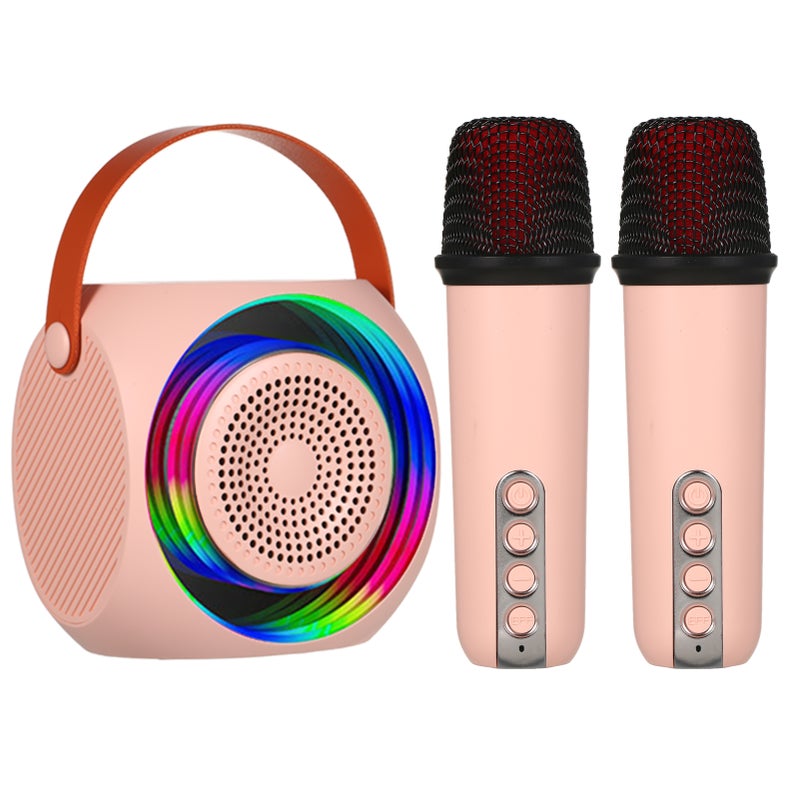 Mini Portable Microphone & Sound Box Set Home KTV BT Speaker with 2 Microphones Home Outdoor Wireless Portable Loudspeaker Rechargeable Voice Box & Handheld Mic Karaoke Mic Speaker BT5.0 Connection - Image 1