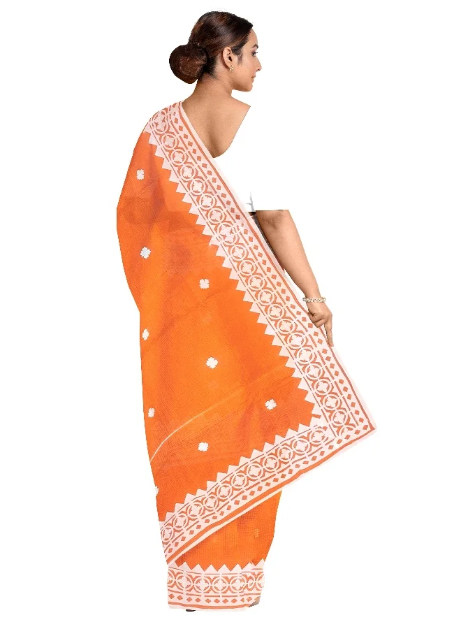 Parinita Sarees Orange Kota Saree with Applique Work for Women