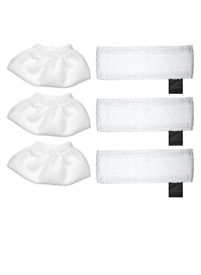 6 Pack Cloth Set Mopping Pads Replacement for Karchers SC2/ SC3/ SC4/ SC5 Microfiber Mopping Pads Cloth Accessories(for Karchers 3Rag Nozzle Covers & for Karchers 3Microfiber Mopping Pads)  - Image 1