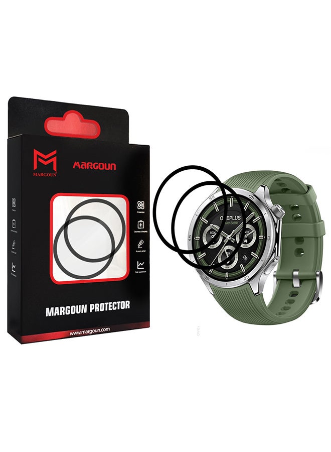 MARGOUN 2 Pieces PMMA Clear Screen Protector for OnePlus Watch 3 - Ultra Thin Scratch Resistant Protective Film Clear Side Black-2 - Image 1