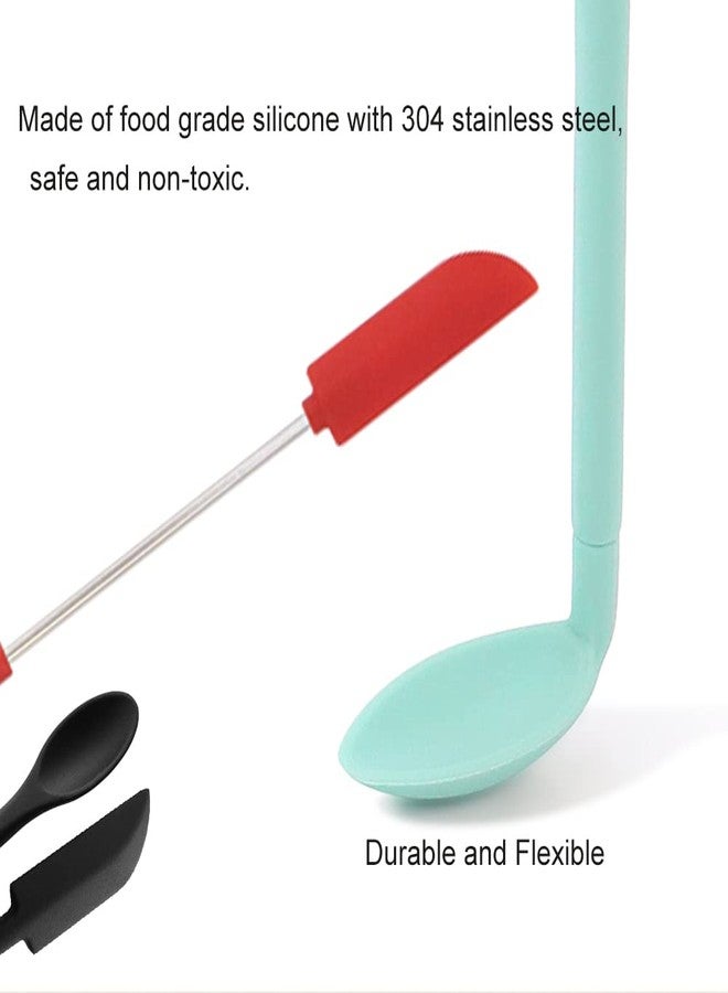 Suntchen Mini Silicone Spatula Set Stretchable Makeup Spatulas Small Scooper and Spoon 2-in-1Tiny Spatula for Kitchen Bottle Beauty Jar, Adjustable Size and Reusable, 3Pcs - Image 5