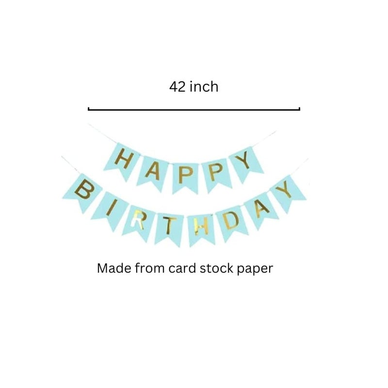 HK balloons Pack Of 34 Pcs Happy Birthday Banner Decoration Kit Set With Metallic Balloons (Blue Banner Set - Pack Of 34) - Image 4