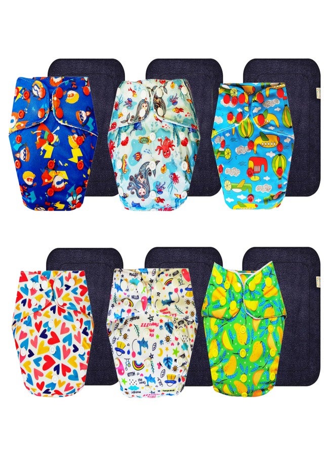 Dumbledo Premium Cloth Diaper with Black Insert (Pack of 6) | Dry Feel and Comfortable | Reusable & Washable | Easy to Clean | Ideal for Toddlers | 3 Months - 3 Years | Unisex Baby - Image 1