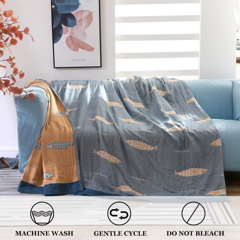 بطانية بوها مقاس 60×80 بوصة - بطانية رústية قابلة للعكس من القطن 100% فائقة النعومة - غطاء أريكة متعدد الاستخدامات تصميم مناسب لجميع المواسم للمنزل والمكافأة والسفر والتخييم - Image 4