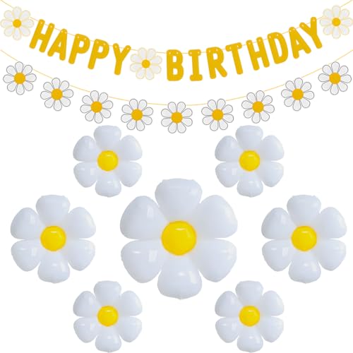 JU XIN 32pcs Daisy Flower Birthday Banner Balloons DecorationDaisy Party DecorationsDaisys Flower Girls Boys Birthday Party Supplies - Image 5