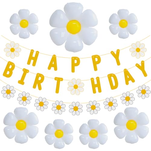 JU XIN 32pcs Daisy Flower Birthday Banner Balloons DecorationDaisy Party DecorationsDaisys Flower Girls Boys Birthday Party Supplies - Image 1
