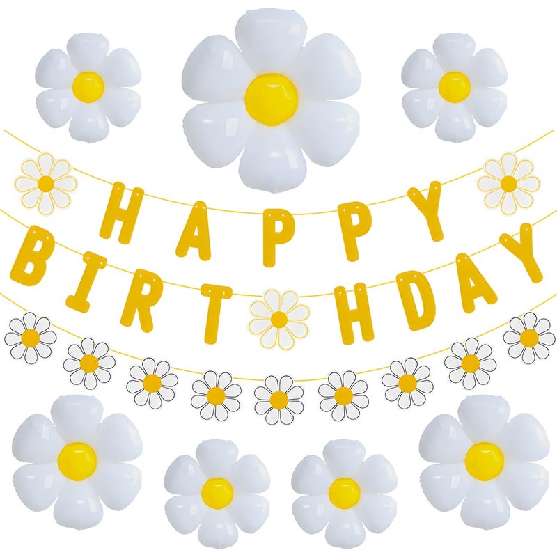 JU XIN 32pcs Daisy Flower Birthday Banner Balloons DecorationDaisy Party DecorationsDaisys Flower Girls Boys Birthday Party Supplies - Image 3