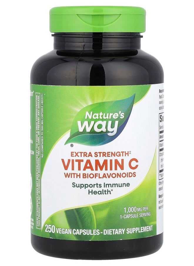 Nature's Vitamin C With Bioflavonoids Extra Strength 1000 mg 250 Vegan Capsules 