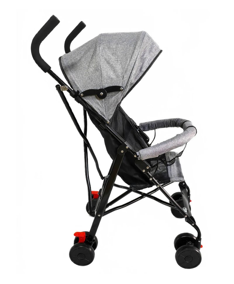 Fab N Funky Lightweight Stroller with Swivel Wheels, Ergonomic Handle, Foldable Design, Mosquito Net - Grey - Image 3