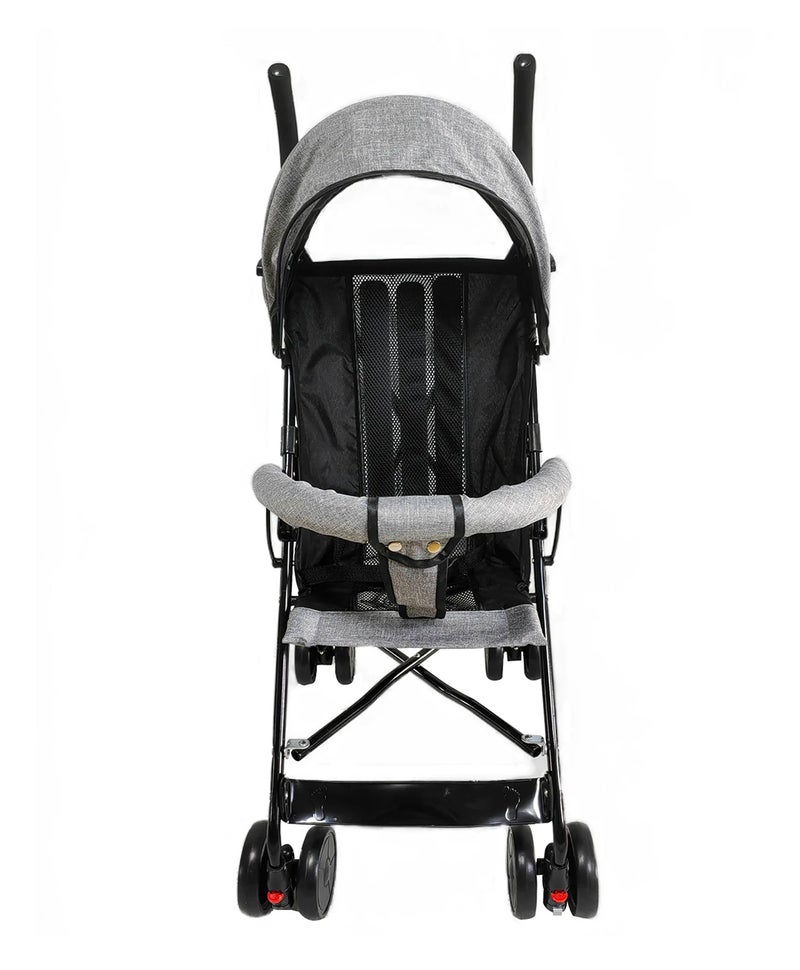 Fab N Funky Lightweight Stroller with Swivel Wheels, Ergonomic Handle, Foldable Design, Mosquito Net - Grey - Image 2